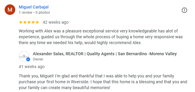 Google review from Miguel